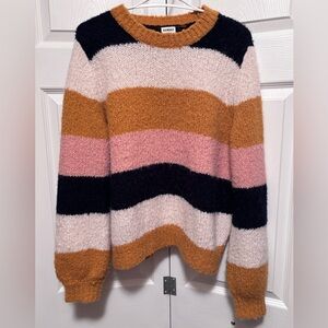 Alpaca Blend Sunday Best Striped Crewneck Sweater in Pink, Mustard & Navy